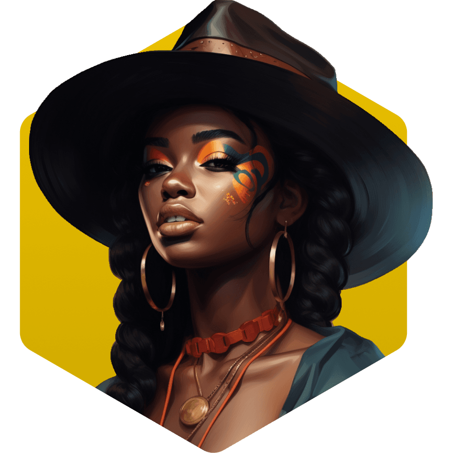 colorful woman with a hat